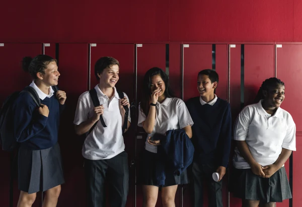 Students at lockers
